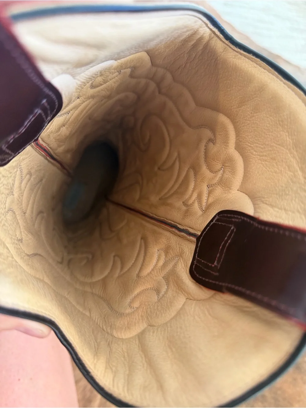 GABRIELA HEARST ~ Capitana Cowboy Boot in Light Brown & Red Pearlized Leather - Picture 8 of 8